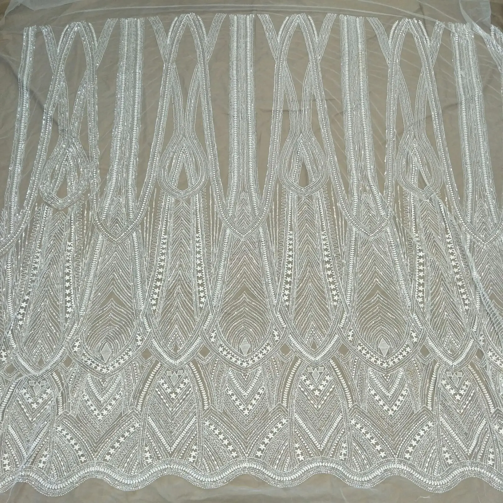 Lace Fabric for Bridal Wedding Dress, Ivory Lace Fabric, 130cm Width, Sale by Yard