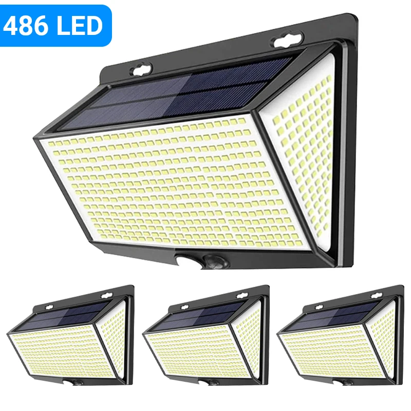 468 LED Solar Wall Lamp Outdoor Solar Lamp PIR Motion Sensor Wall Light Waterproof Solar Powered Sunlight For Garden Decoration