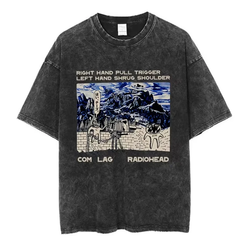 

Radiohead Rock Band Washed Cotton T Shirt Men Women Hip Hop Music Tee Fashion Short Sleeve Tshirt Summer Oversized T-shirts Tops
