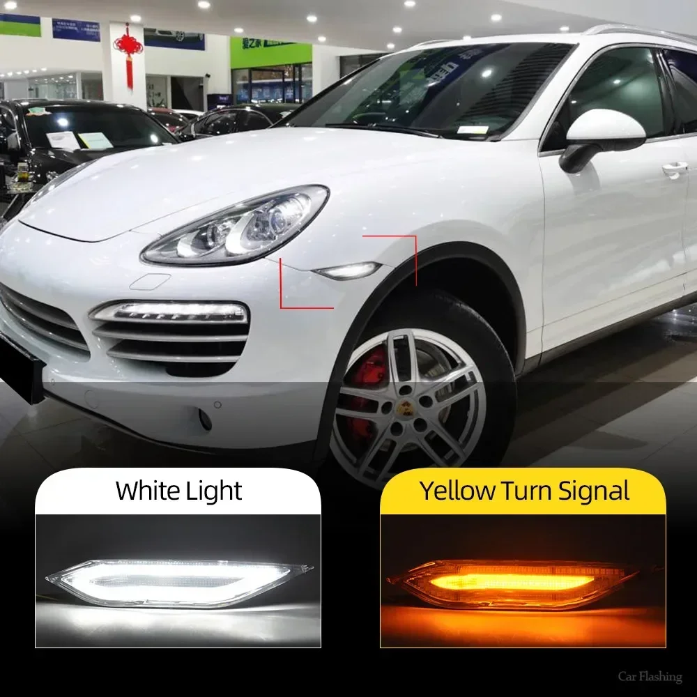 New！ 2PCS LED Side Marker Light Turn Signal Lamps DRL Daytime Running Light For Porsche Cayenne 958 92A 2011 2012 2013 2014