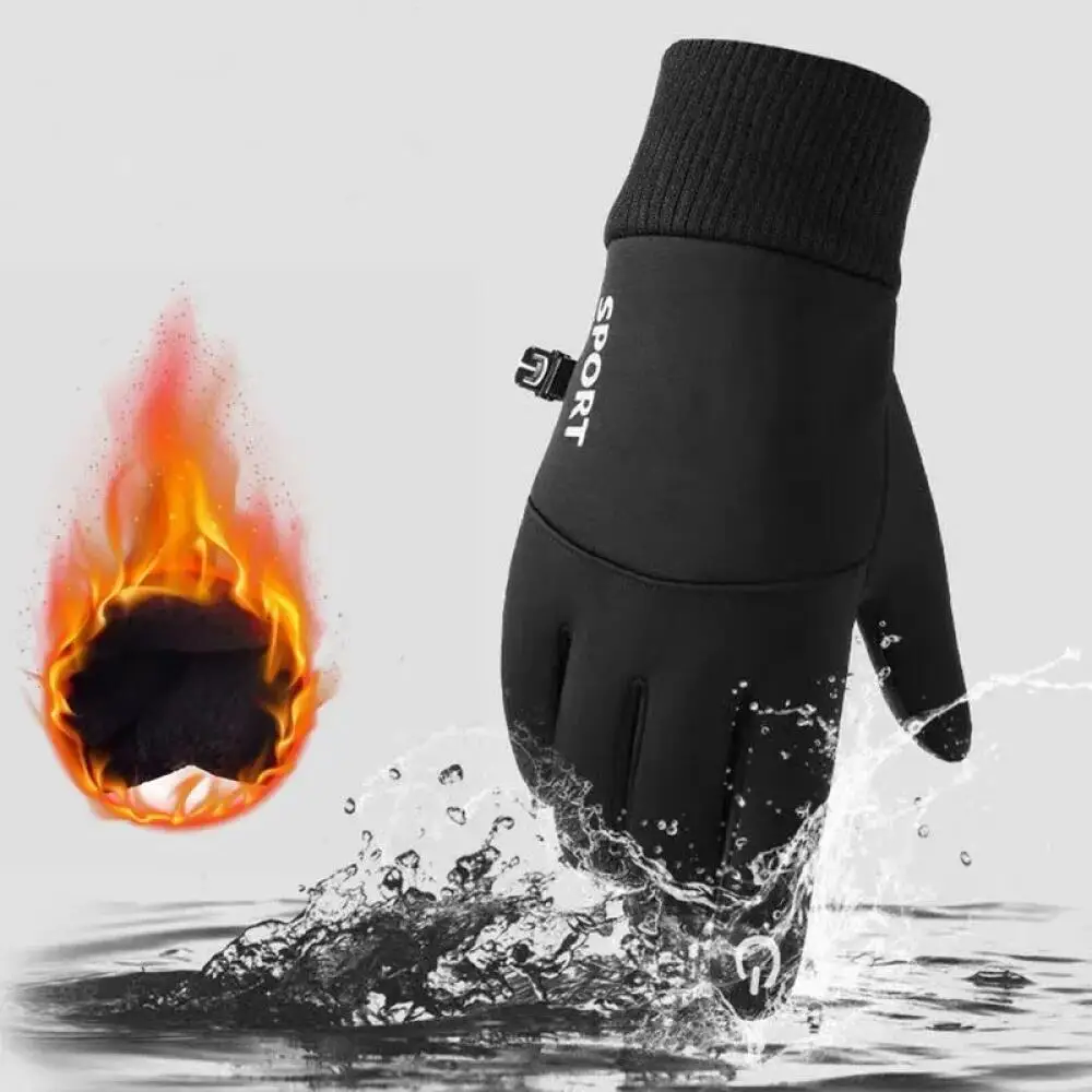 Inverno quente dedos completos à prova dwindproof água à prova de vento ciclismo esportes ao ar livre correndo motocicleta esqui tela toque luvas