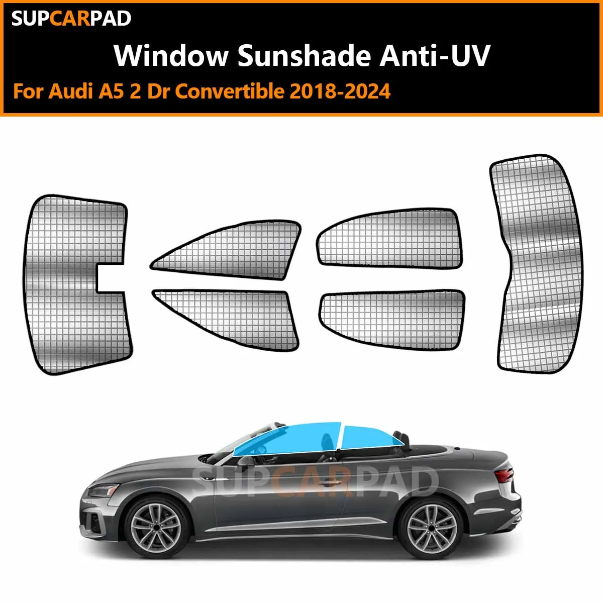 

Для Audi A5 2-дверный кабриолет 2018-2024: Индивидуальные солнцезащитные шторки на окна автомобиля, анти-УФ, козырьки на окна, аксессуары