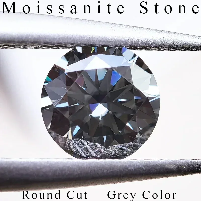 

Moissanite Round Cut Gray Color Charms Gemstone for Jewelry Making DIY Ring Necklace Earrings Main Materials with Certificate