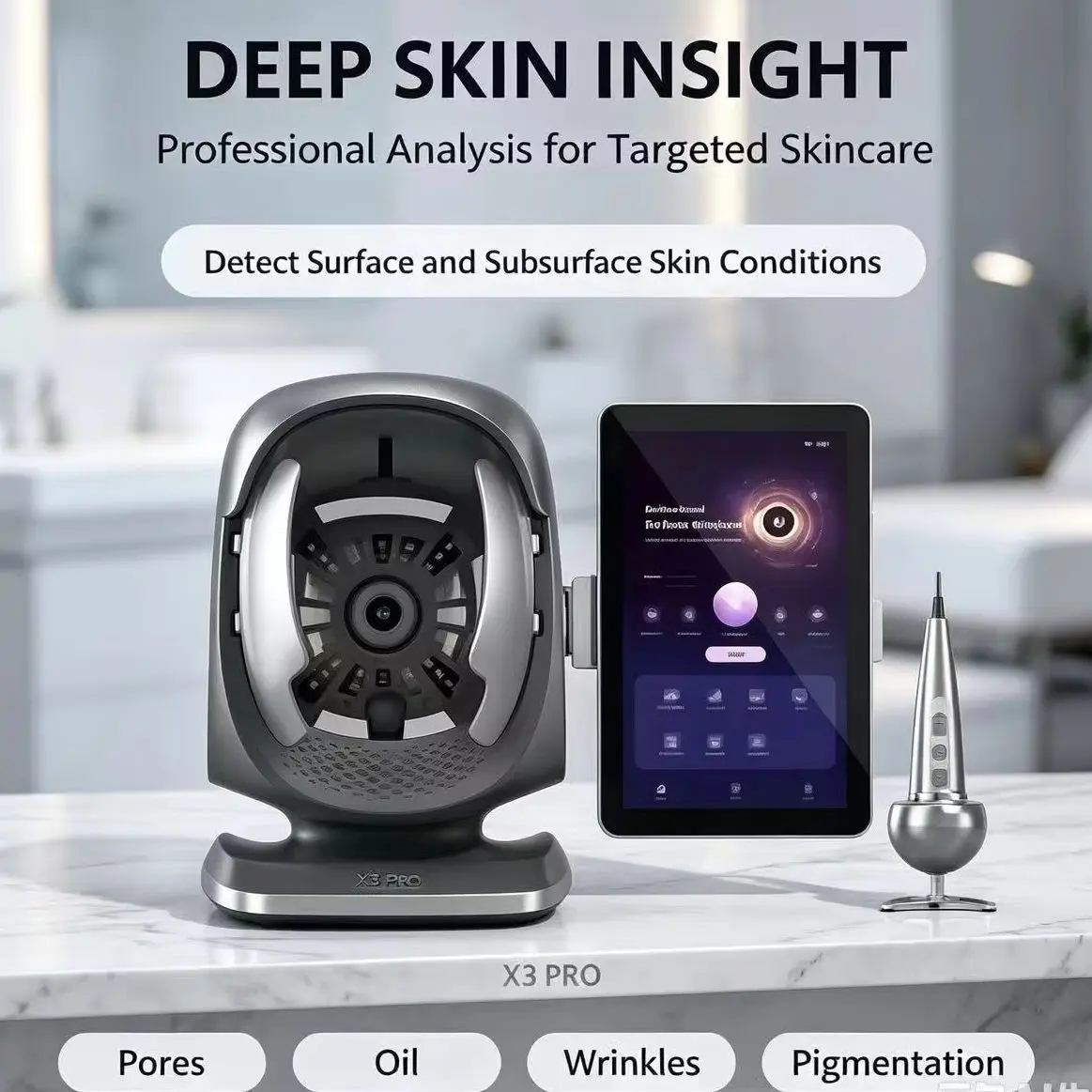 X3 Pro All‑in‑One AI Skin  Scalp Analyzer 8 Spectral Imaging Professional Salon Skin Hair Detection Machine with Report Output.