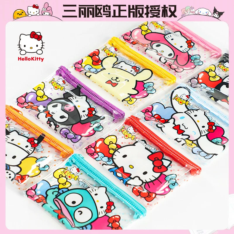 

Cute Sanrio Organizer Bag Cartoon Hello Kitty Kuromi Waterproof Sealed Printed Zipper Pouch Kindergarten Carry-On Pouches