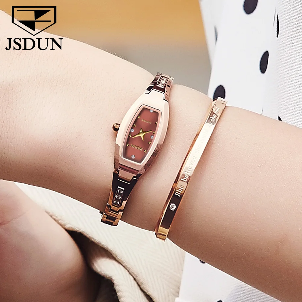 JSDUN 6530 Women Watch Luxury Imported Movement Quartz Watch HD Sapphire Waterproof Tungsten Steel Elegant Diamond Women Watch