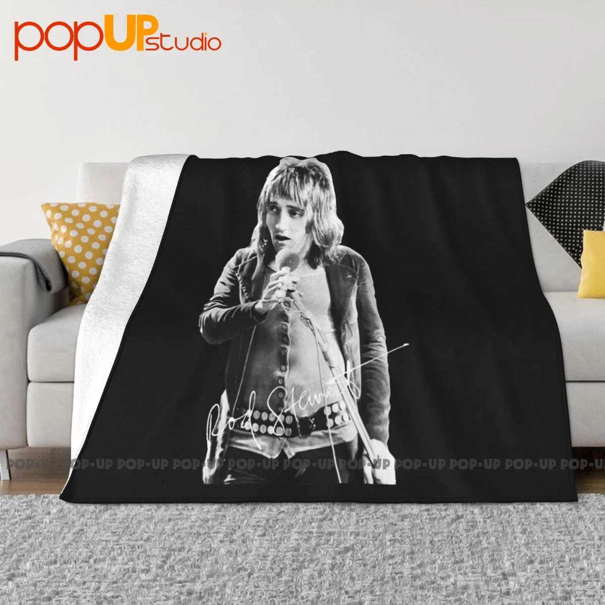 Rod Stewart Iconic Signature Blanket Comfort Plus Velvet Camping Blanket