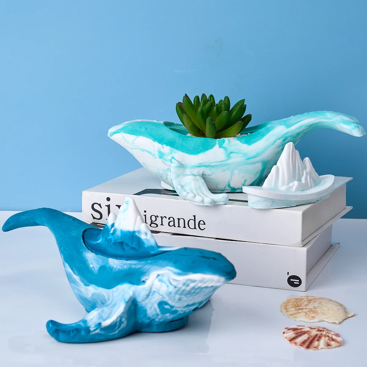Large Whale Candle Jar Silicone Mold DIY Succulent Planter Gypsum Molds Concrete Resin Storage Box Craft Making Home Decoration