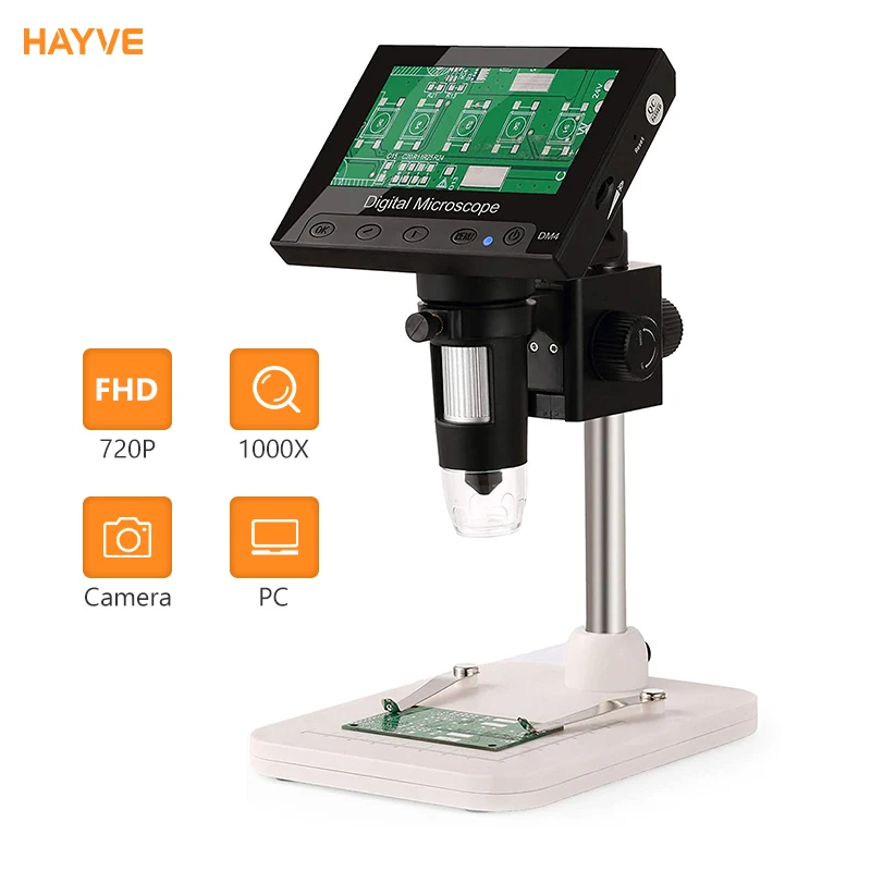 Hayve Digitale Microscoop 1200X Soldeermicroscoop voor Coin 12MP PCB Circuit Reparatie Vergrootglas Compatibel met Windows/Mac OS
