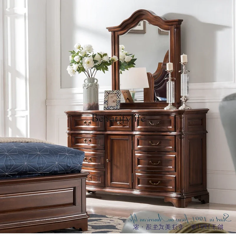 

yj19 American-style Storage Cabinet All Solid Wood Bedroom Nine-drawer Chest of Drawers Storage Cabinet Living Room