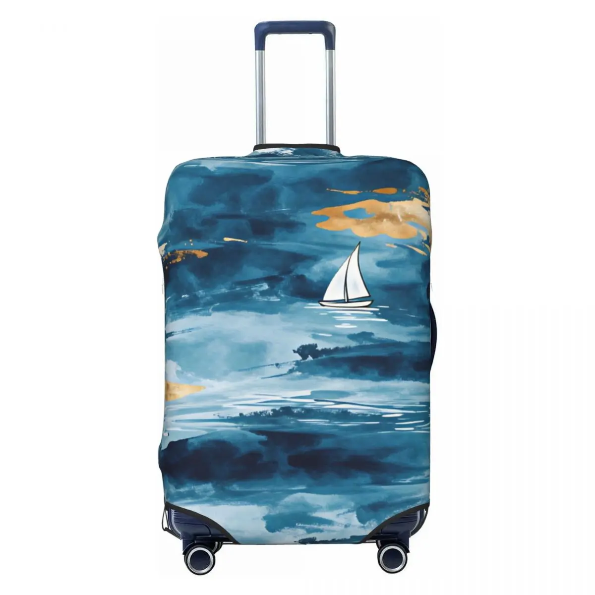 Cute Watercolor Sailboat Nautical Pattern Luggage Cover Protector Washable Travel Suitcase Covers