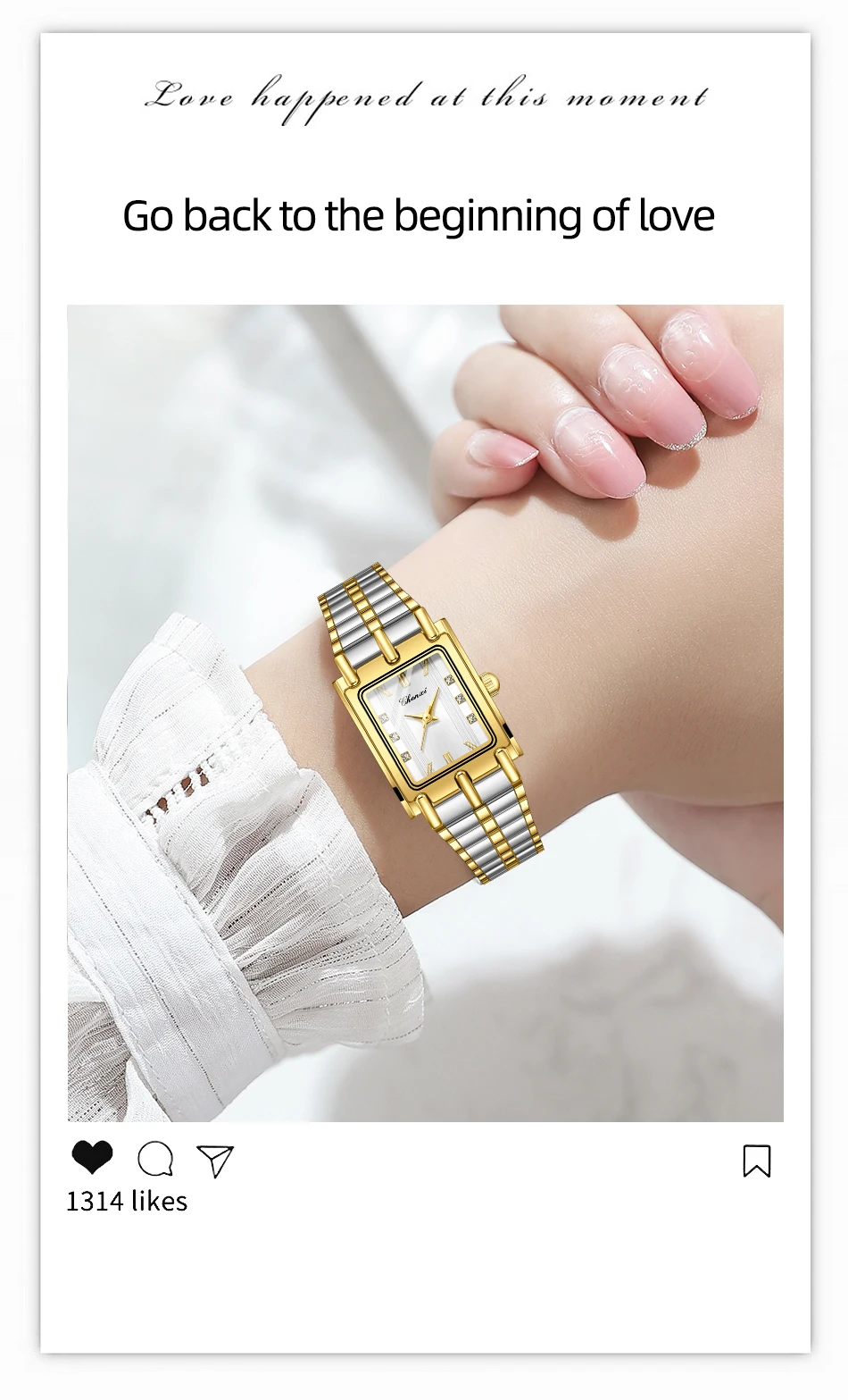 CHENXI 106 New 1pc Fashion Couple Exquisite Rectangle Watch Quartz Top Brand Stainless Steel Male and Female Couple Watch Gift