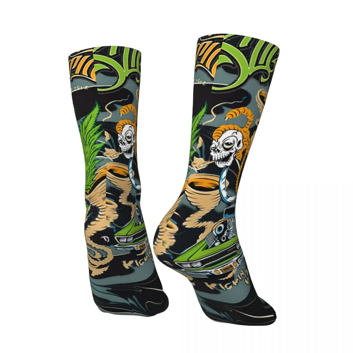 Retro Sign Men's compression Socks Unisex T-Tales of the Rat Fink Harajuku Seamless Printed Novelty Crew Sock