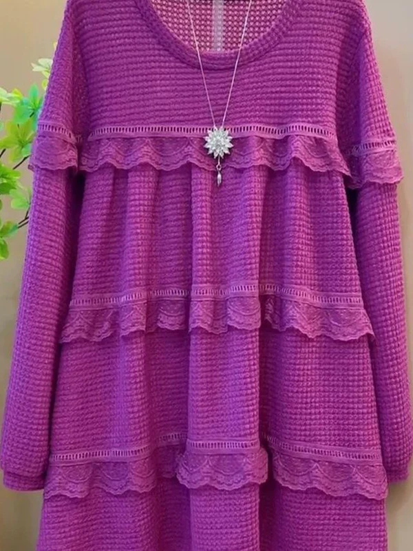 

Осень-зима плюс размер женский трикотаж круглый Ne Long Sve кружево сращивание универсальный мягкий полиэфирное волокно для поездок на работу Sle