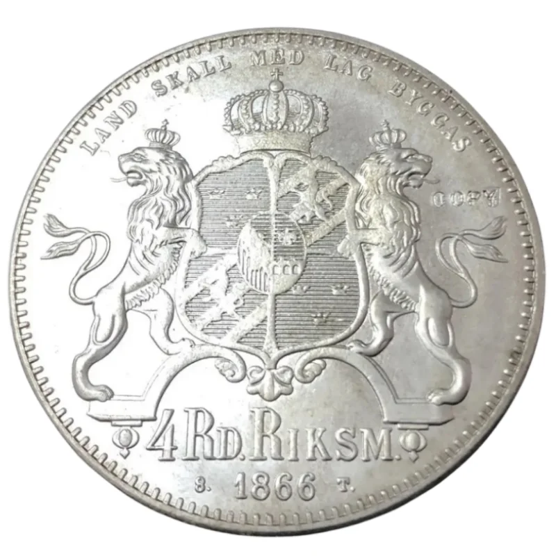 Sweden 4 Riksdaler Riksmynt-Carl XV Silver Copy Coin 2 date for choose 1866 and 1862