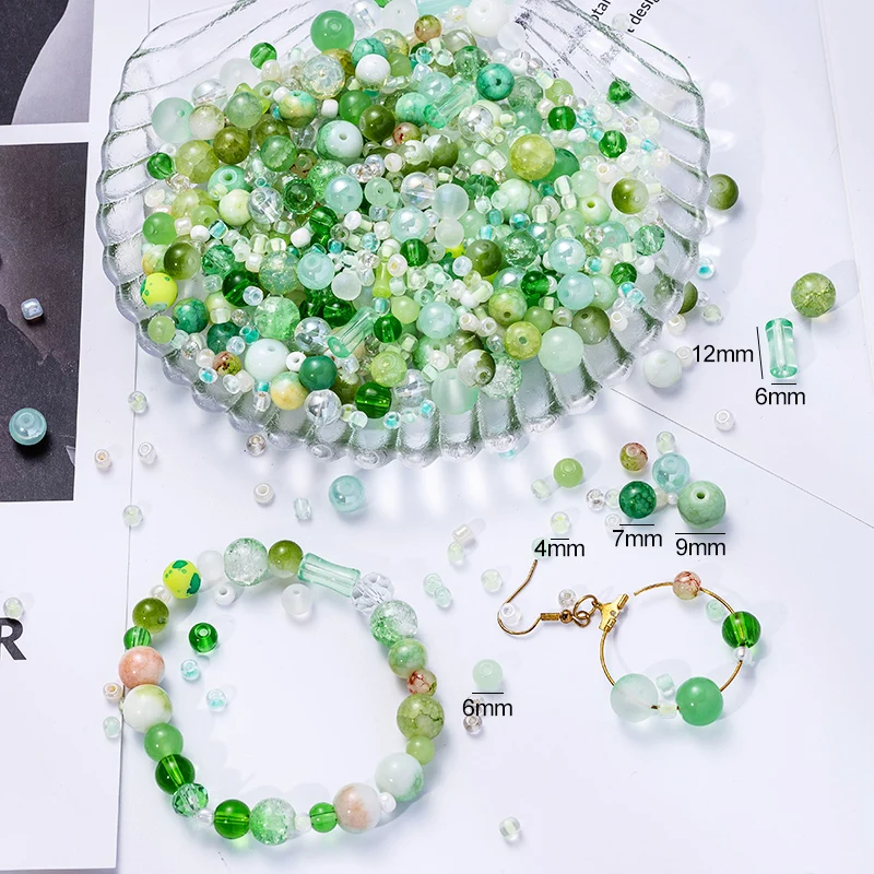 50g Glass Beads Assorted Colourful Round Loose Beads DIY Lamp Work Beads for Bracelets and Necklaces Jewelry Making Supplies