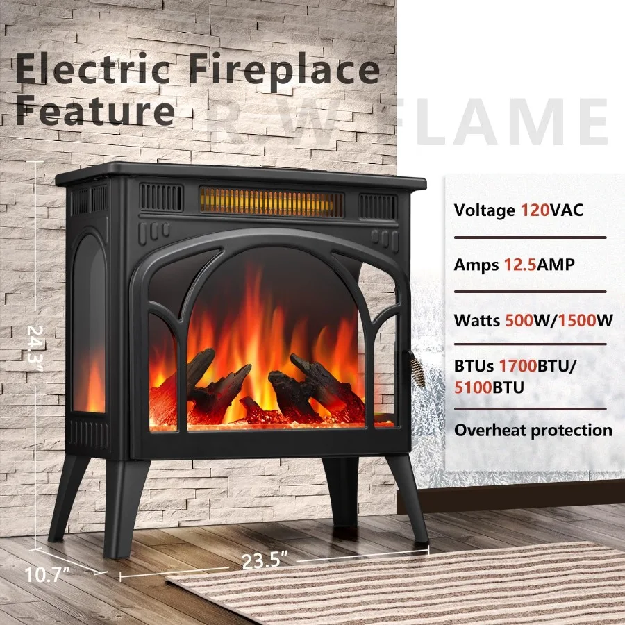

Электрический каминный обогреватель 24 с дистанционным управлением Модернизированный регулируемый контроль температуры пламени Защита от перегрева Элегантный C