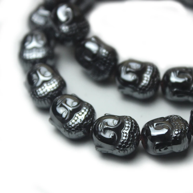 10 Pieces Buddha Maitreya Head Black Hematite Beads Natural Stone Loose Beads Jewelry Bracelet Making DIY Findings Accessories
