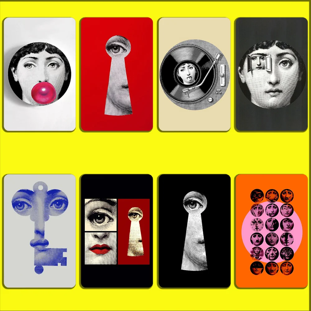 

Face Art P-Piero F-Fornasetti Stickers For Debit Bank Credit Cards Metro Bus Pass Sticker Decoration Cover 4PCS Card Skin