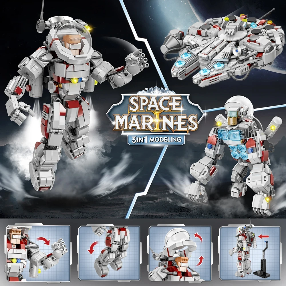 

5028 Technical Space Marines Falcon Spacecraft Astronaut Gorilla 3in1 Building Blocks Bricks Robot Model Assemble Toy Kid Gifts