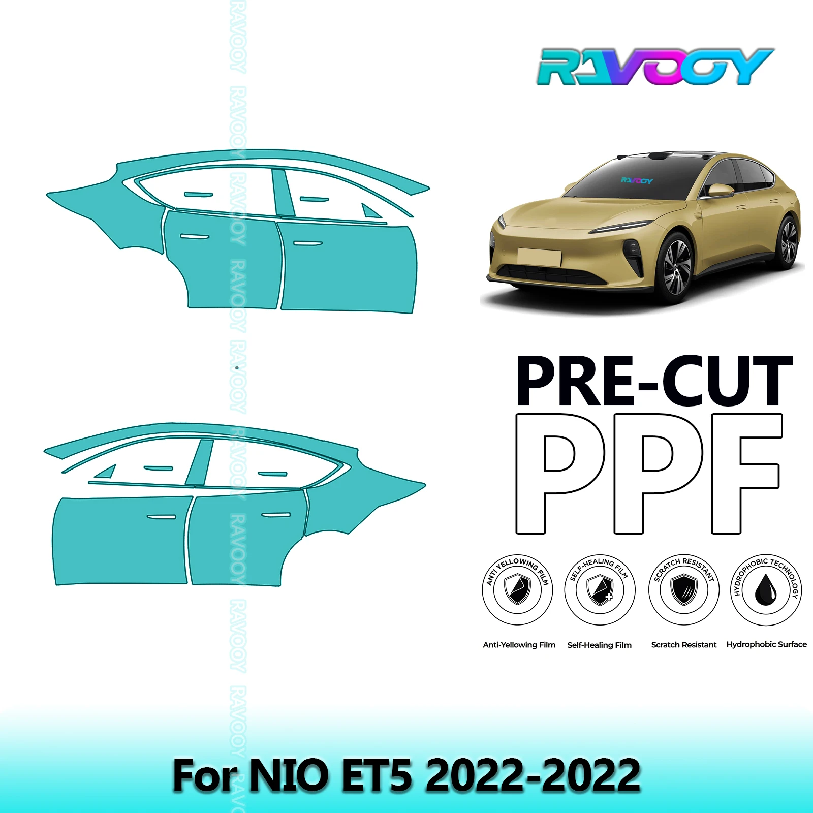 

For NIO ET5 2022-2022 8.5mil Clear Matte Pre-Cut PPF Door & A/B Pillar Kit TPU Paint Protection Film Set
