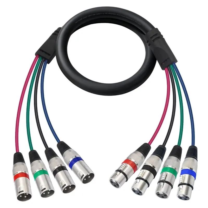 FULL-4 Channel XLR Male To Female Cable Microphone Patch Cable 3Pin XLR Speaker Cable For Live, Recording, Studio