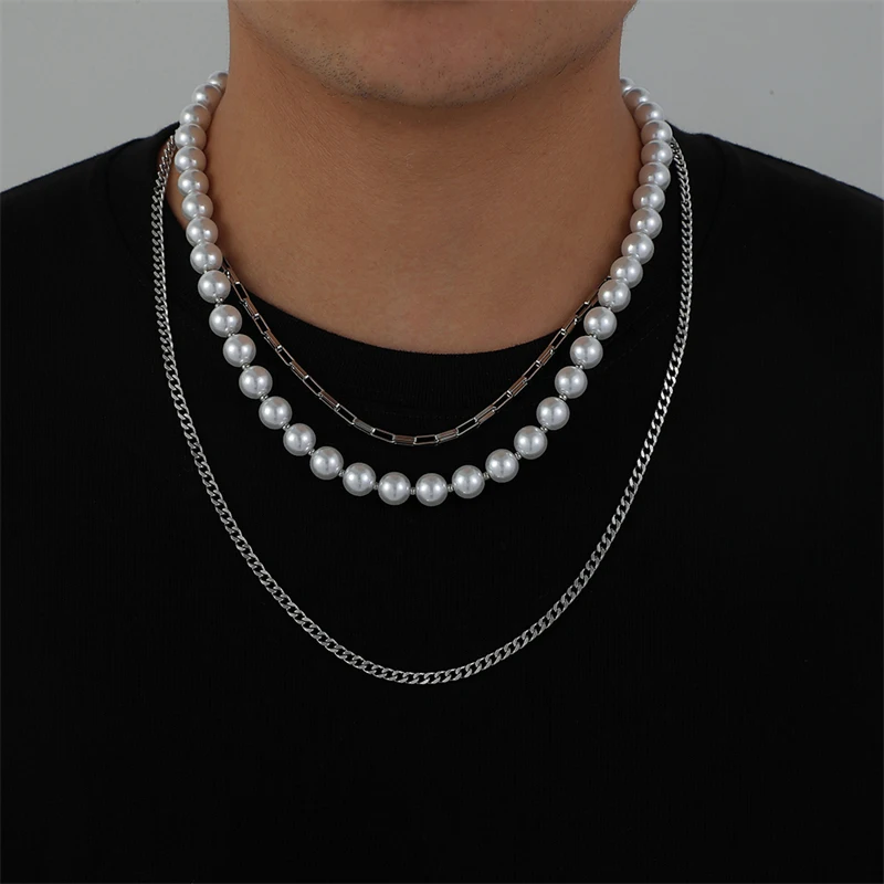 

WeSparking EMO Multi Layers Chains Stainless Steel Pearl Beads Necklaces For Unisex Free Shipping Items Fashion Jewelry