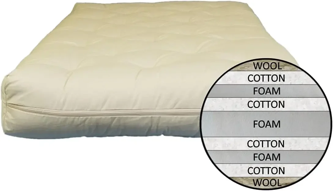 Luxury Organic and Natural Wool Futon Mattress