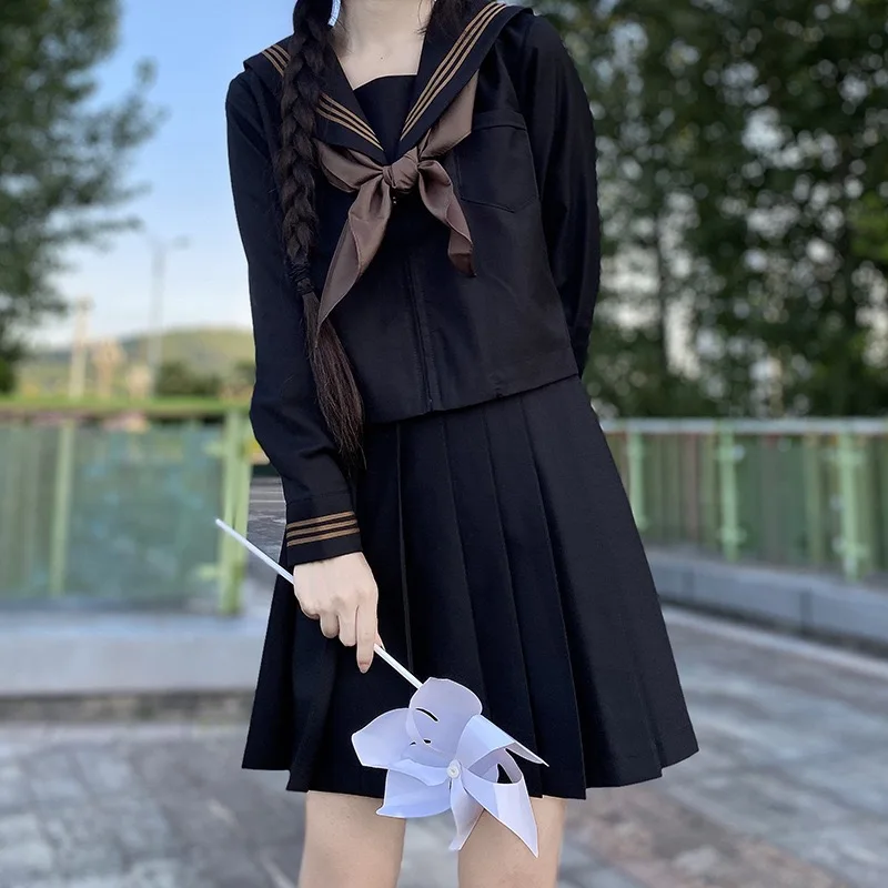 女の子のための日本の制服,jkセット,ティースリーセーラー服,セクシーな長袖セット,オリジナルで本物,春と秋