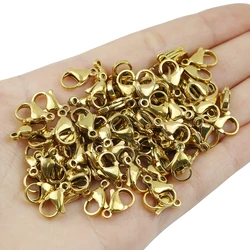 20pcs 10-15mm Golden Stainless Steel Lobster Clasp Jewelry Hook Clasp for Handmade Bracelet Necklace DIY Jewelry Making Supplies