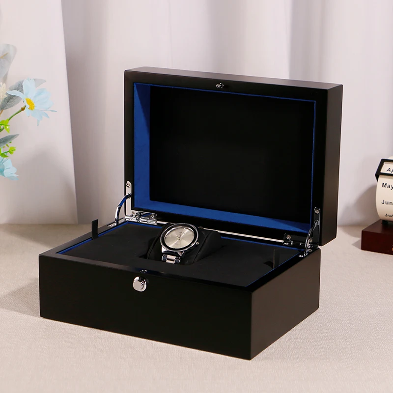 Elegant Wooden Watch Cases Wonderful Color Logo Custom Metal Wooden Storage & Gift Box for Watch Packaging