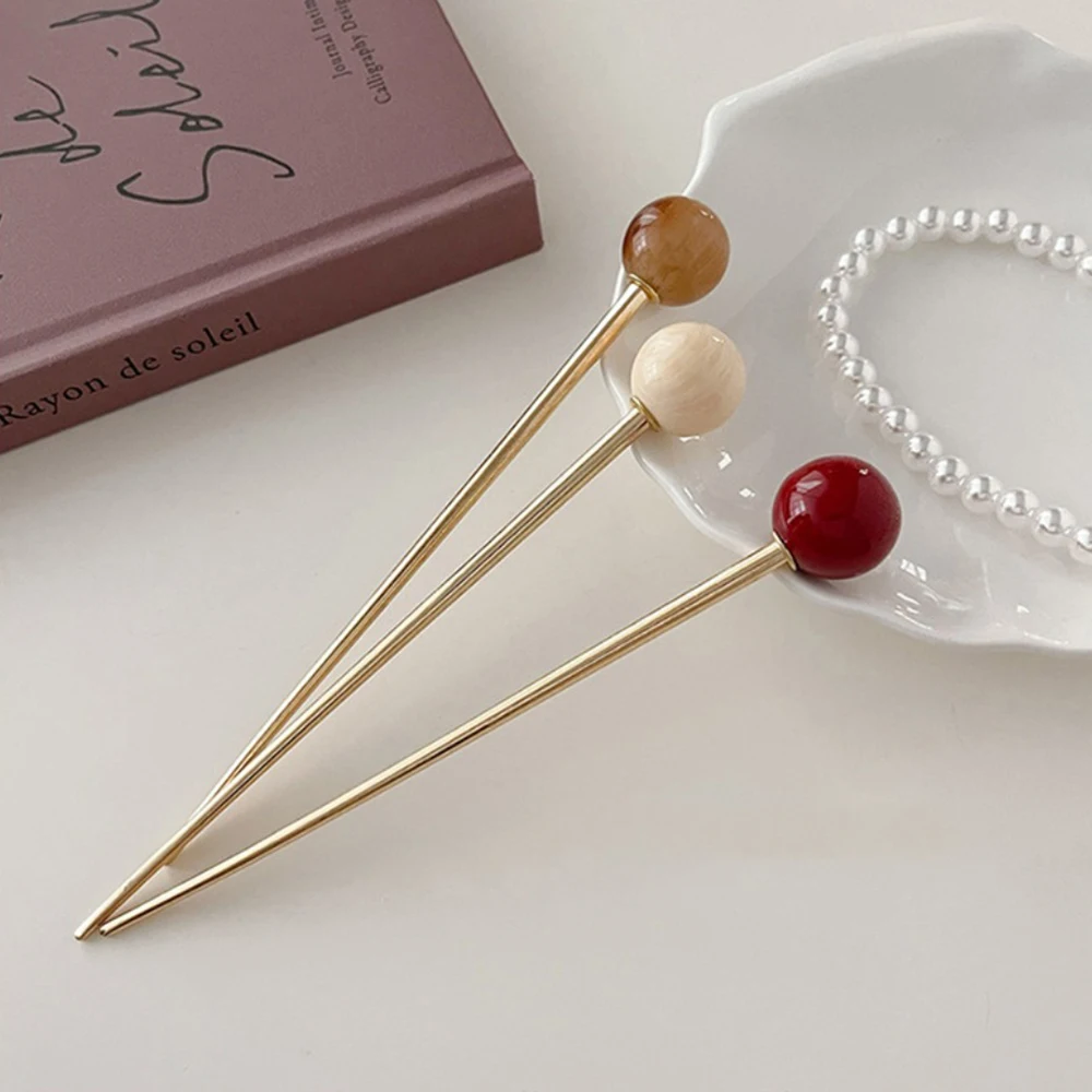 Retro Metal Hair Sticks Glass Beads Pendant Hairpin for Women Elegant Chinese Style Ancient Style Classical Jewelry Accessories image 4