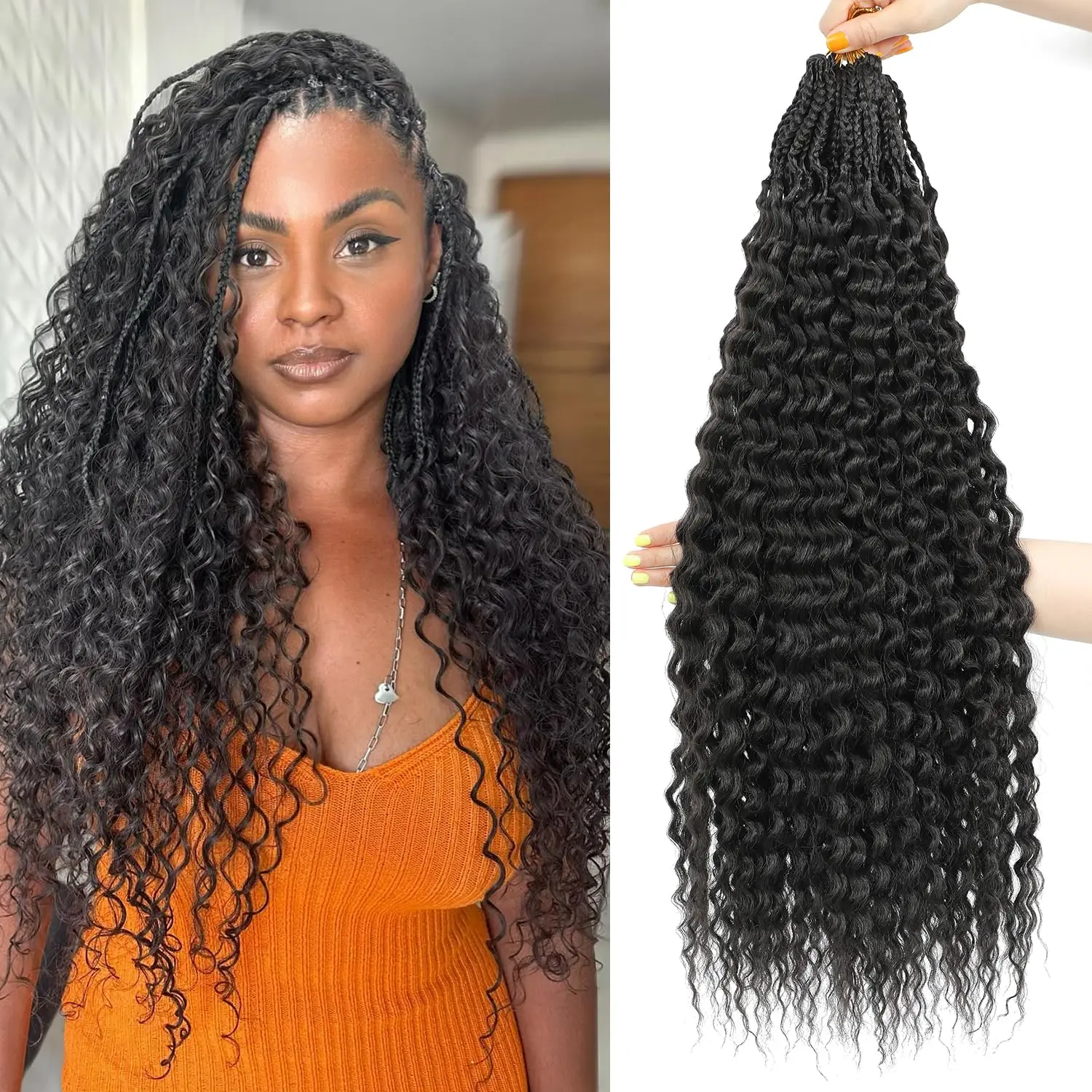 

Deep Wave Crochet Hair 24Inch Deep Twist Crochet Hair Pre looped long Mermaid Boho Box Braids Synthetic Hair for Black Women