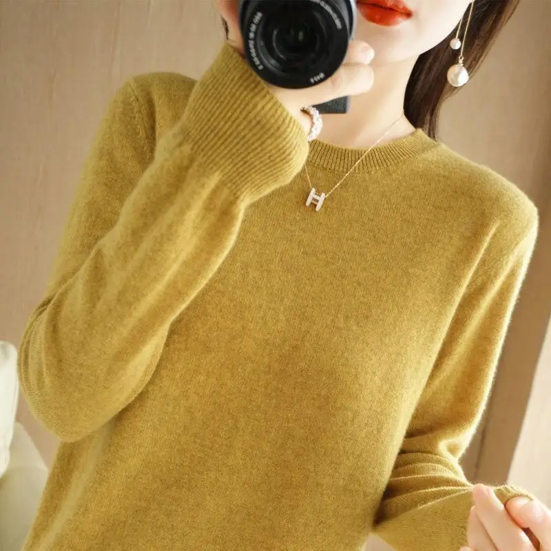 Autumn and Winter New Round Neck Sweaters Women\'s Pullover Knitwear Solid Color Long Sleeve Women\'s Thin Underwear