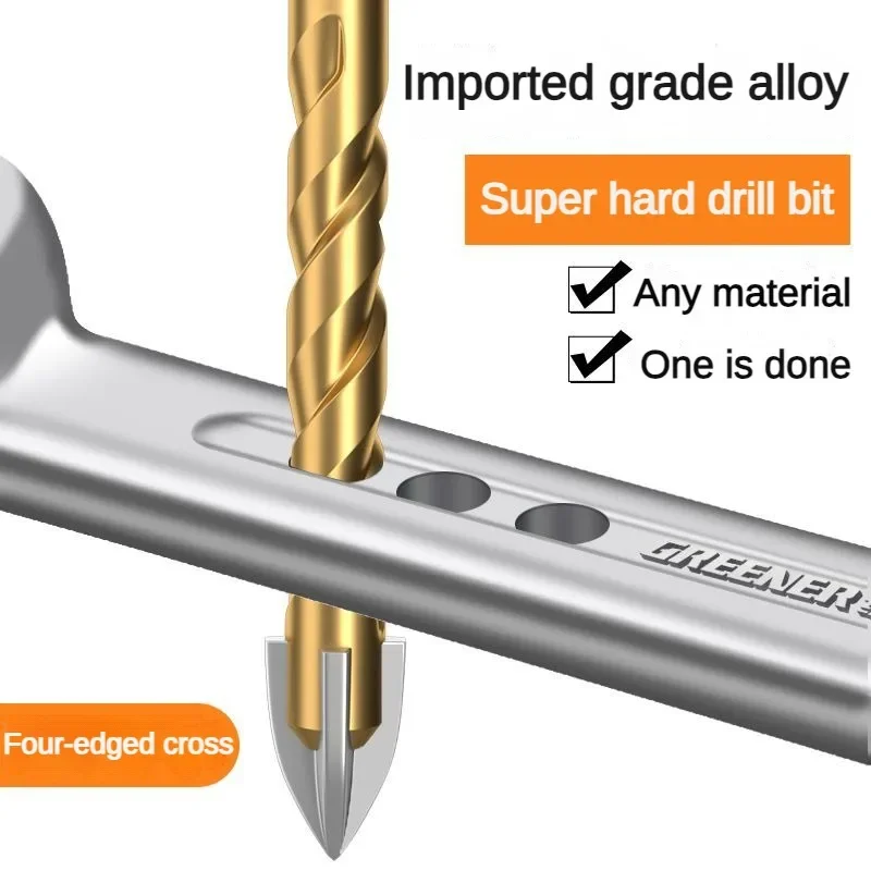 GREENER 초경질 4 날 오거 비트, 양날 금속 강철 초경질 드릴 다리미 드릴링, 6mm-12mm 드릴 비트