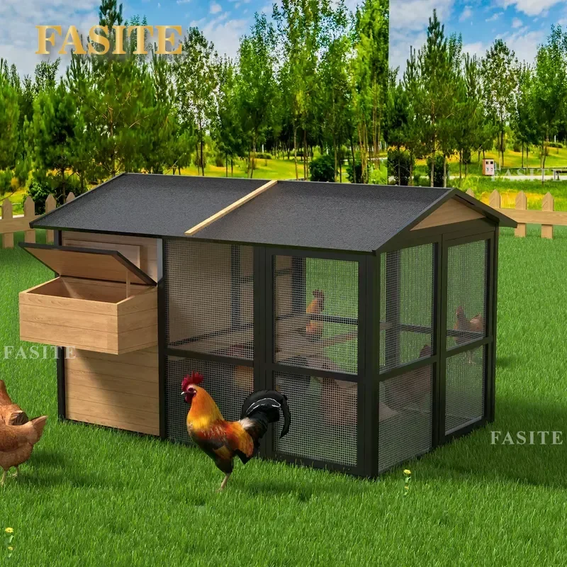For Large Outdoor Wooden Waterproof Chicken Coop Prefabricated Portable Poultry House Farm Garden Shed Durable Easy Assembly