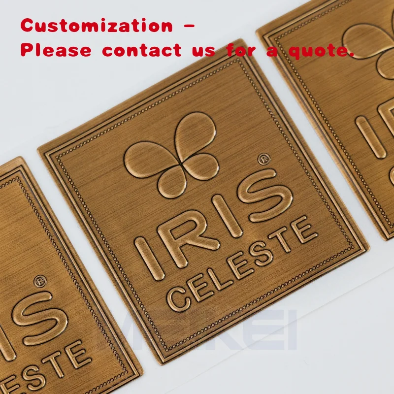 custom.Metallic 3D Embossed Metal Stickers Custom Waterproof Aluminium Sticker 3D Metal Label Perfume Bottle