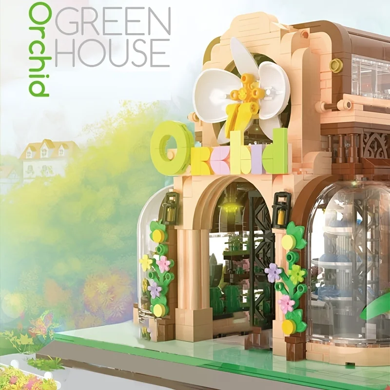 

2018 шт., цветочный домик орхидеи, строительные блоки, городская улица, сад, букет растений, сборная модель, кирпичи, рождественские подарки для детей
