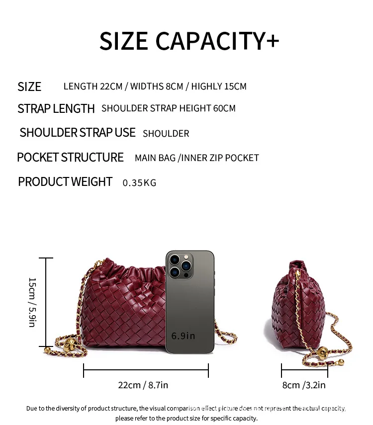 Bolso tejido a mano 2026, bolso nube, cadena pequeña, bolso bandolera, bolso de hombro versátil de lujo ligero para mujer, a la moda