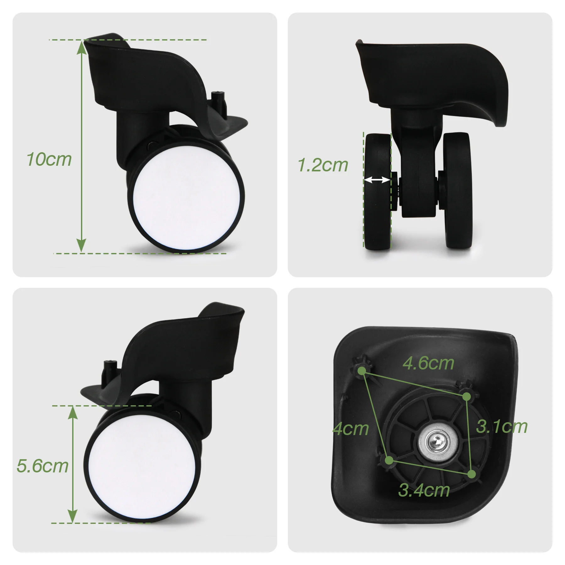 1Pair Double Row Luggage Wheel 360° Spinner Swivel Suitcase Replacement Wheels Travel Suitcase Repair Caster Luggage Accessories