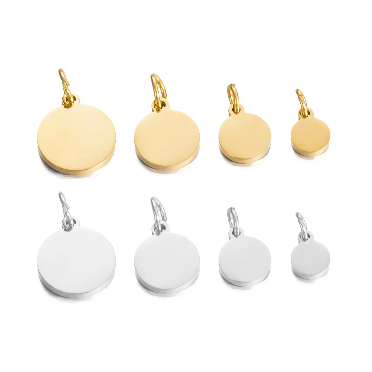 Großhandel 10 Stück/Set Polierte Runde Anhänger aus Edelstahl 6mm/8mm/10mm/12mm/15mm Charms für DIY-Schmuckherstellung – Detail 5