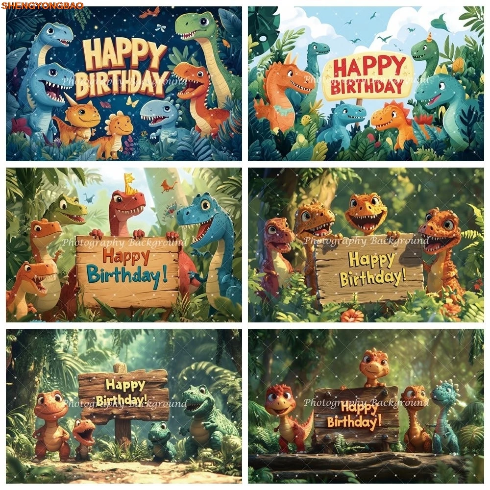 

Dinosaur World Birthday Party Backdrop Jungle Forest Baby Shower Decor Kids Portrait Photography Background Photo Studio Props