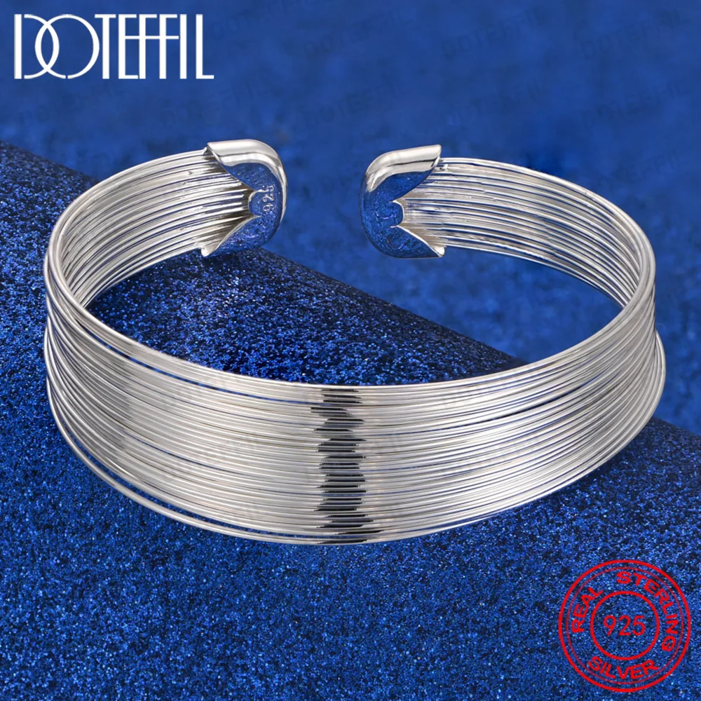 925 Sterling Silver Multi-Line Bracelets Bangle For Women Man Fashion Jewelry High Quality Gift