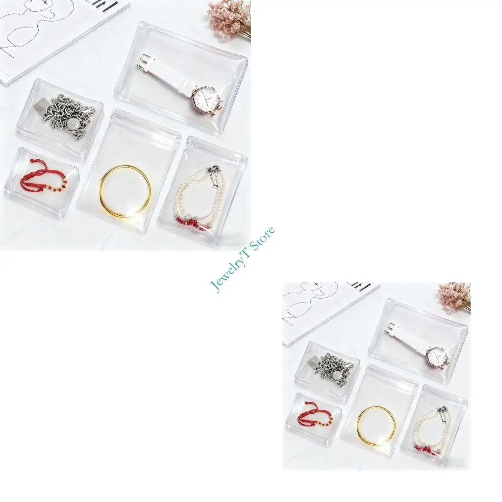 

LX9D 50pcs Clear Jewelry Pouches Resealable Protective Bags for Accessories Storage