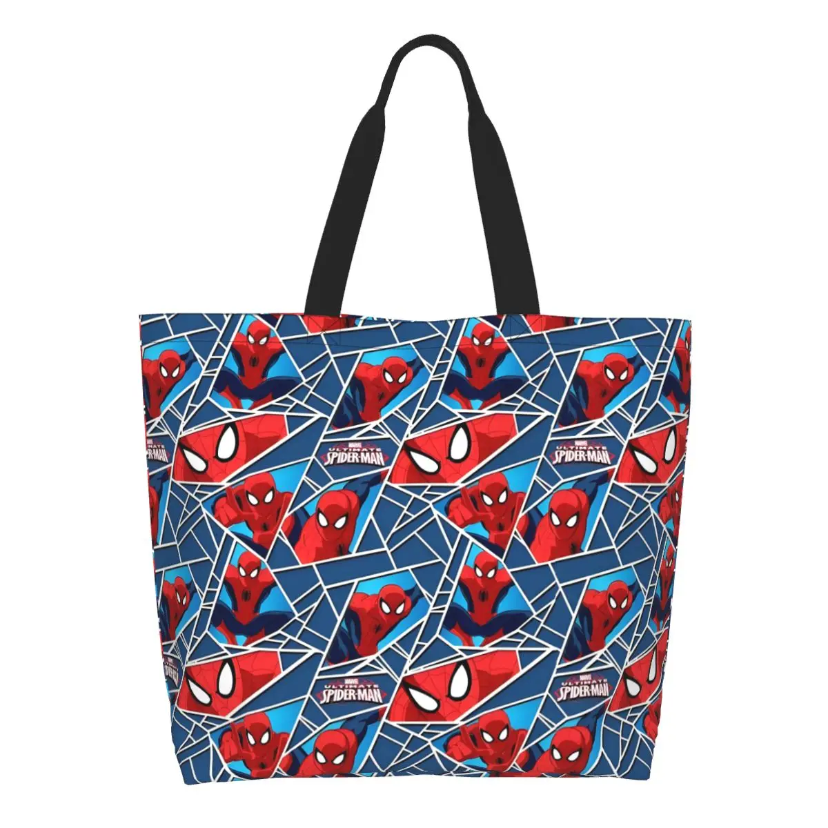 

Custom Reusable Spider Man Shopping Bag Women Canvas Shoulder Tote Bag Portable Comics Groceries Shopper Bags