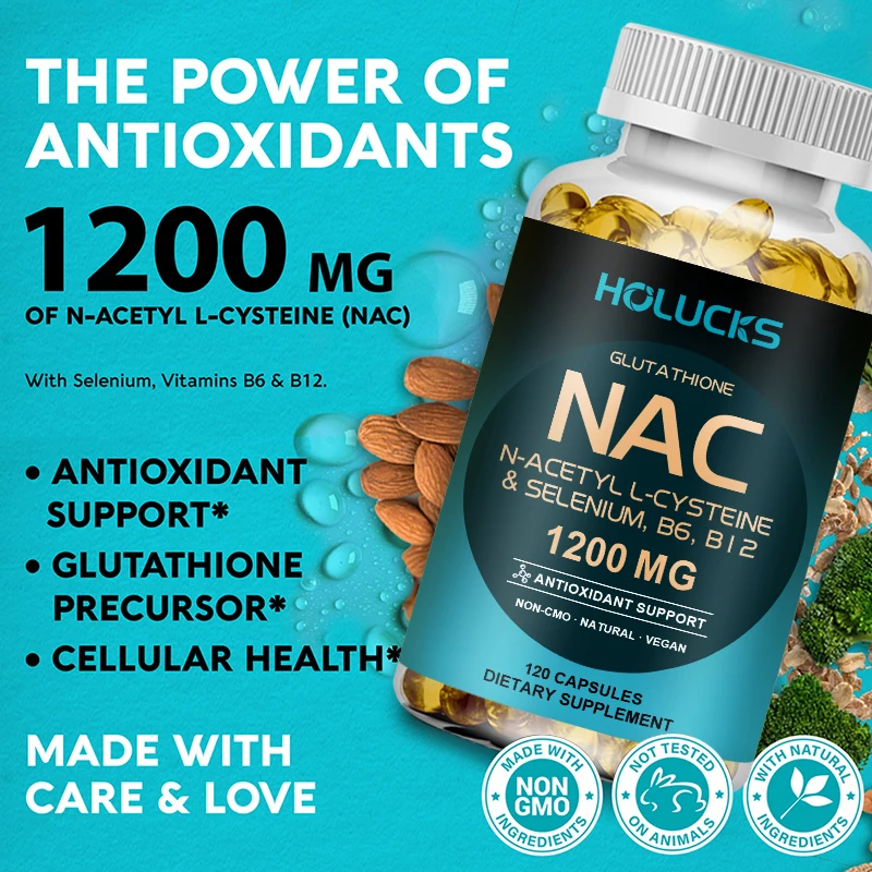 NAC Supplement | Selenium | B6 | B12 - Antioxidant, Immune Support - N Acetyl Cysteine 600 mg per Capsule, 1200 mg per Serving