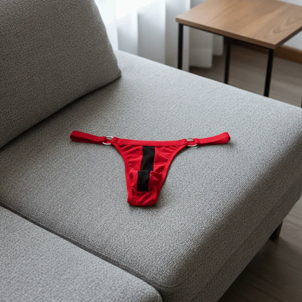 Transparent Men's Thin Thong Circular Ring Splicing Hollow Out T-back Briefs Thin Strip Low Waist Triangle Panties Date Night