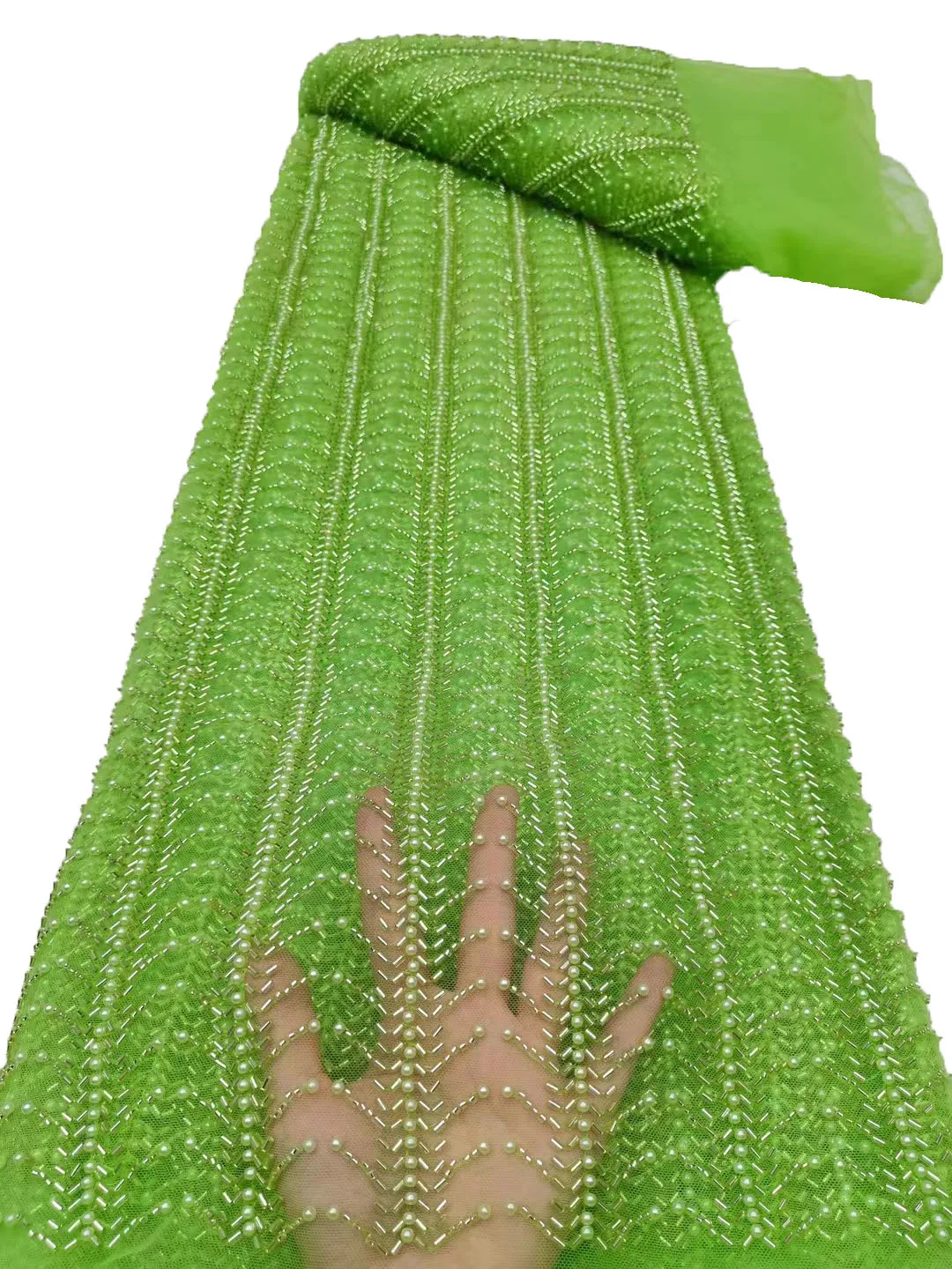 

New heavy industry bubble bead tube embroidery lace, Europe and the United States high-end striped sequin fashion dress