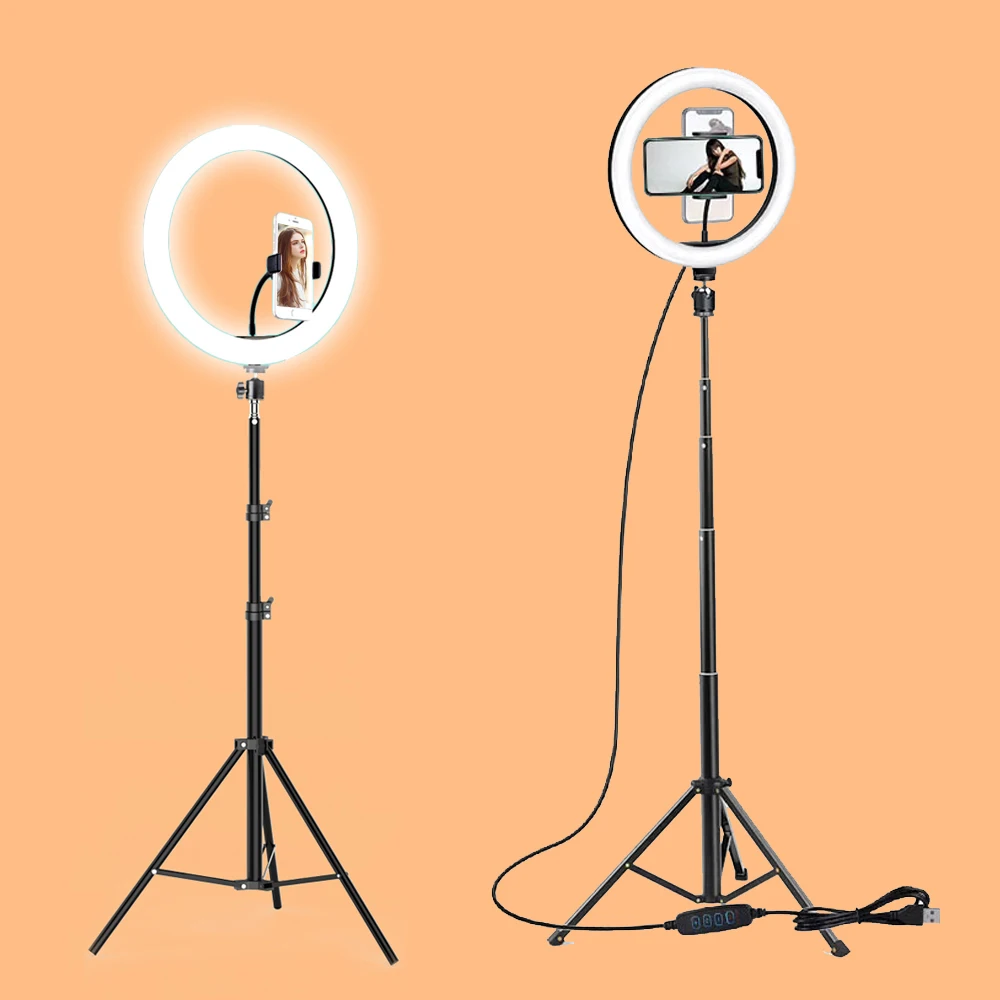 Lámpara de Anillo LED Regulable para Fotografía de Estudio, Video, Maquillaje, para Youtube, Tik Tok, Selfie, Soporte para Teléfono, Anillo de Luz de 10 Pulgadas