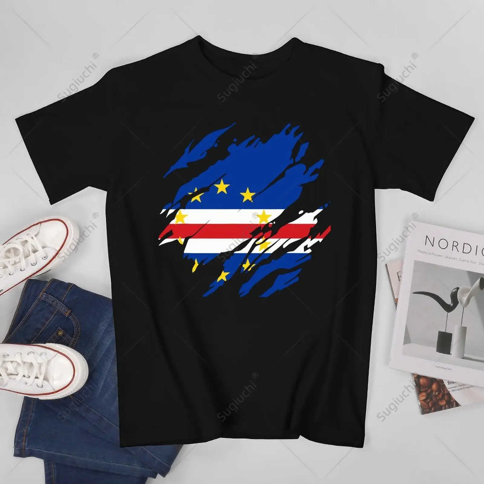 Unisex Men Cape Verde Cabo Verdean Flag Pride Tshirt Tees T Shirts Women Boys 100% Cotton T-Shirt